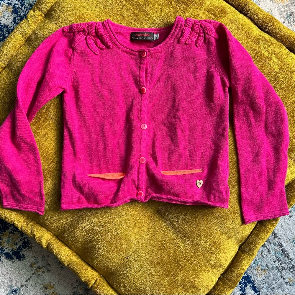 Catimini Toddler / Little Girls Fuchsia and Orange Pocket Cardigan, size…